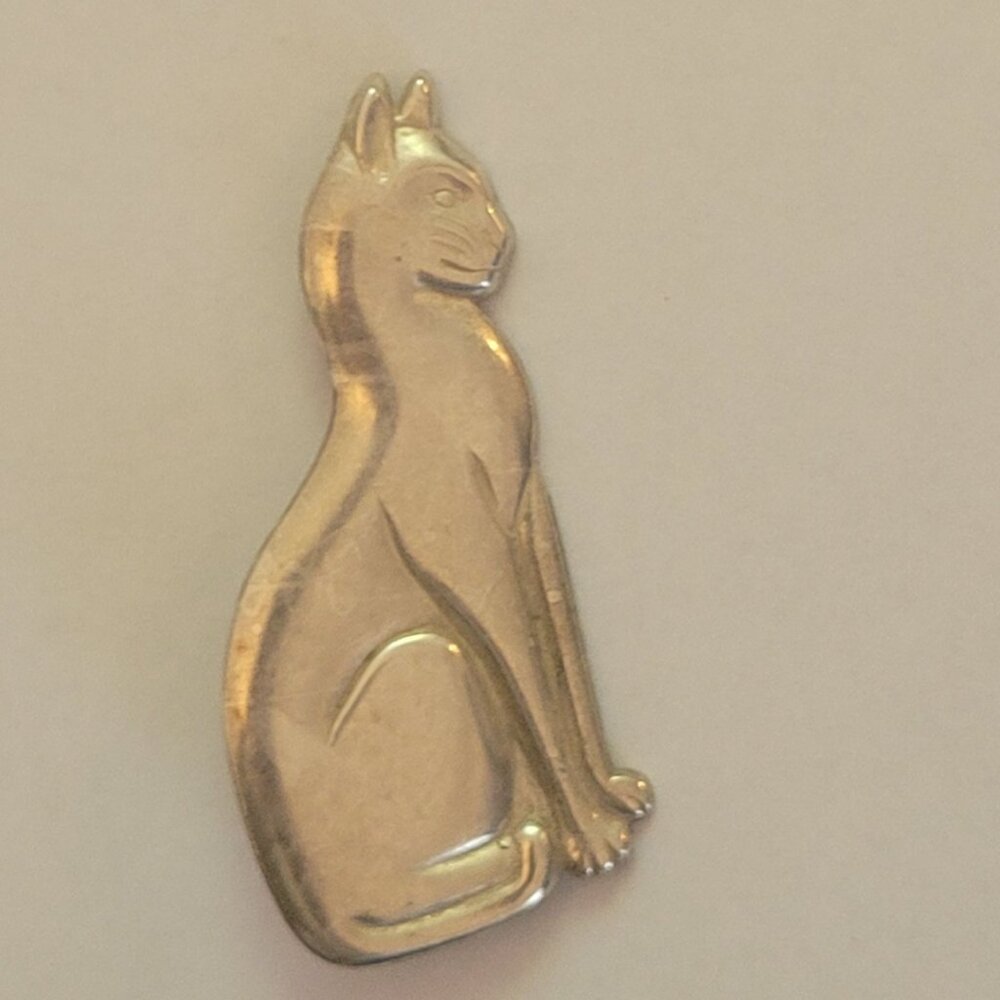 Vintage Silver Cat Brooch Pin Jewelry Accessory For Women